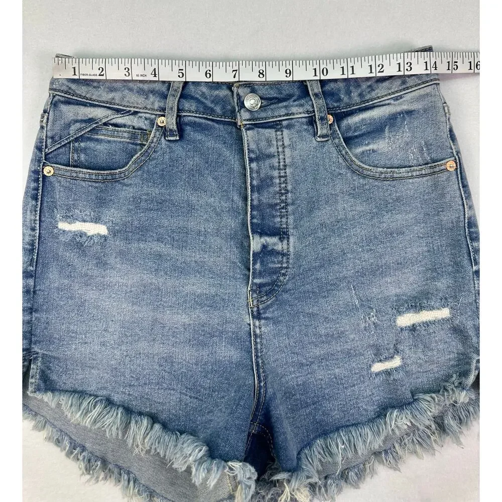 NWOT Free People We The Free Crvy High Rise Denim Shorts Size 28 Distressed - Picture 6 of 9